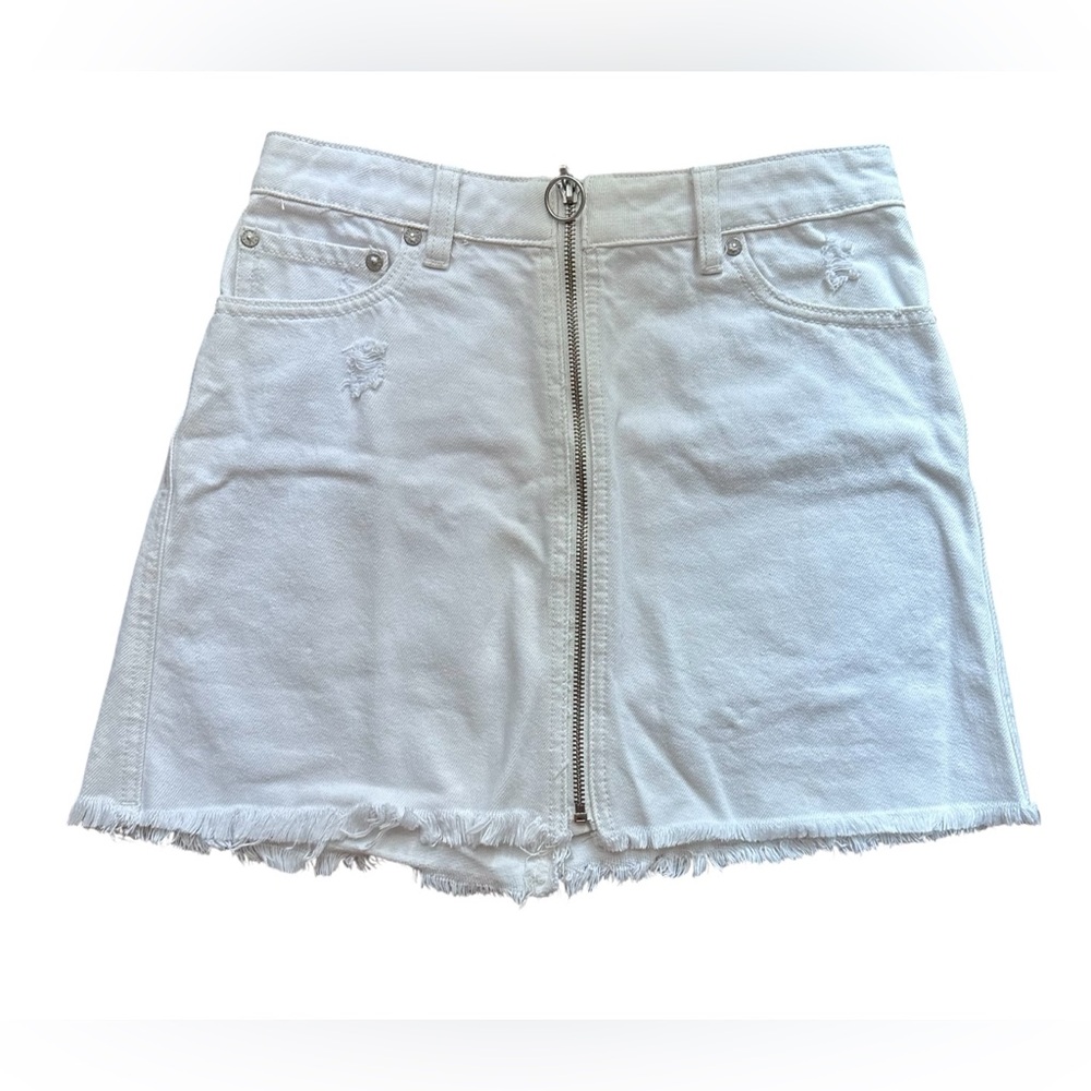 WE THE FREE By Free People Women's Zip It Up Mini Denim Skirt White